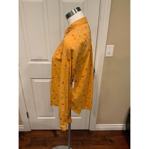 Maeve Anthropologie Dark Yellow Phyllis Button-Up Floral Collared Shirt, Sz 4 US - Picture 4 of 6